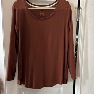 Isaac Mizrahi Chocolate Brown Long Sleeve Top